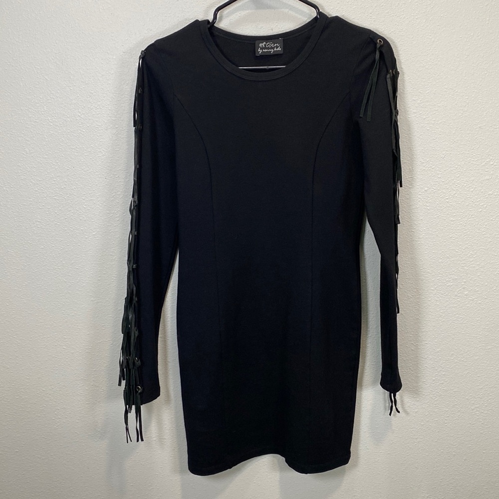 Torn by Ronny Kobo‎ fringe sleeve mini dress